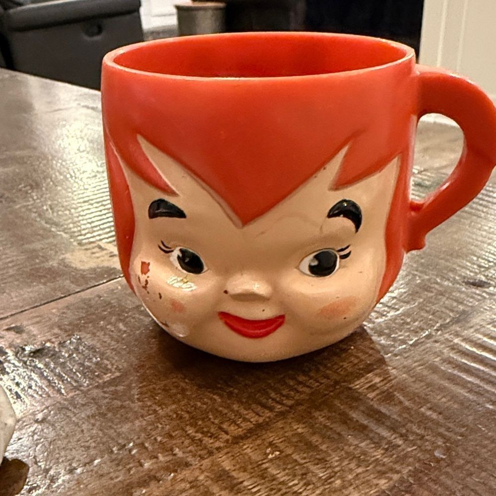 Vintage Flintstone Pebbles Plastic Vitamin Cup